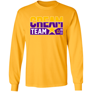Cream Team Printed Long Sleeve  T-Shirt