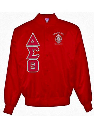 DST Shield and Greek Letters Baseball Jacket