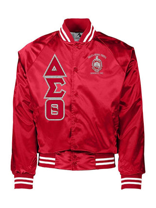 Buy red-white DST Shield and Greek Letters Baseball Jacket