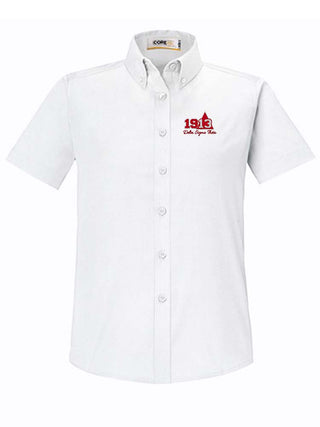 Buy white 1913 Short Sleeve Ladies&#39; Button Down Shirt