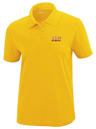 Buy gold DST Greek Letters Ladies&#39; Polo Shirt