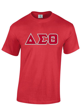 Buy red DST Greek Letters Short Sleeve T-Shirt