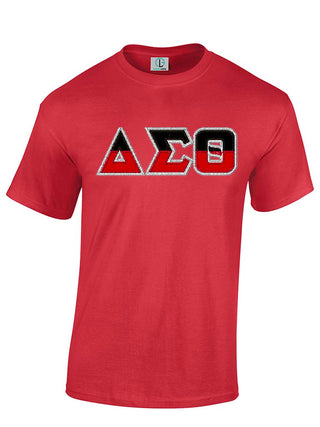 Buy red DST Split Greek Letters Short Sleeve T-Shirt