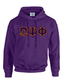 Purple Fusion Felt Omega Greek Letters  with Shield Sweatshirt/Hoodie