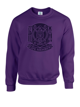 Purple Fusion Felt Omega Life Member Shield Sweatshirt/Hoodie
