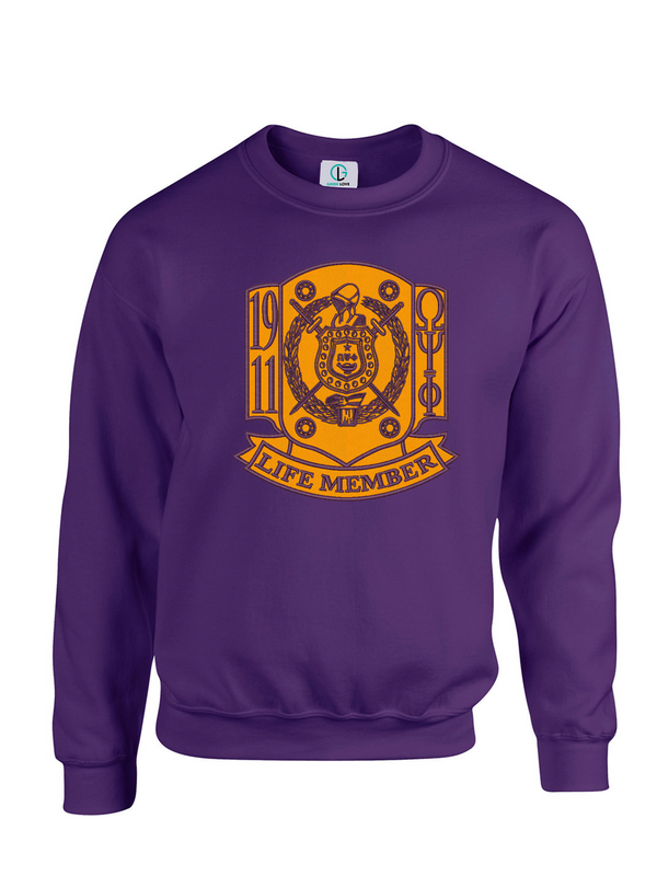 Two Color Fusion Felt Omega Life Member Shield Sweatshirt/Hoodie