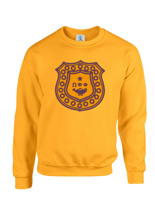 Buy gold-with-purple-trim Gold Fusion Felt Omega Shield Sweatshirt/Hoodie