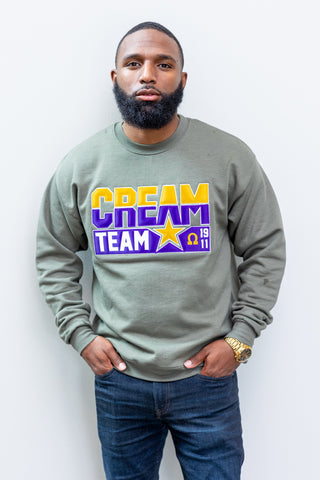 Cream Team Crew Embroidered Sweatshirt