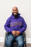 Purple Fusion Felt Omega Greek Letters  with Shield Sweatshirt/Hoodie