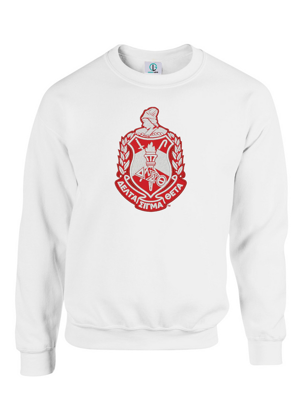 White Felt Delta Greek Large Shield Sweatshirt/Hoodie