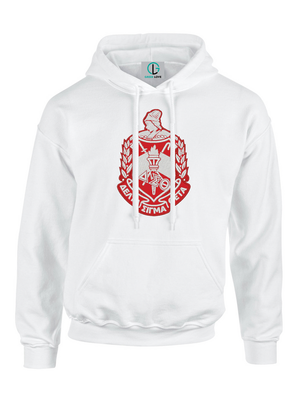 White Felt Delta Greek Large Shield Sweatshirt/Hoodie