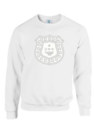 White Fusion Felt Omega Shield Sweatshirt/Hoodie