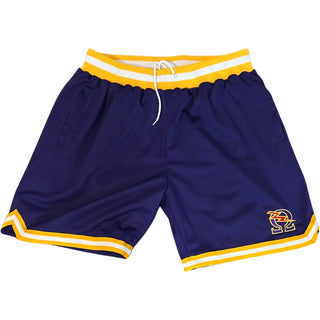 Purple Omega Psi Phi Lightning Bolt Mesh Shorts