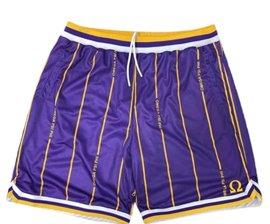 Purple Omega Psi Phi Pinstripe Mesh Shorts