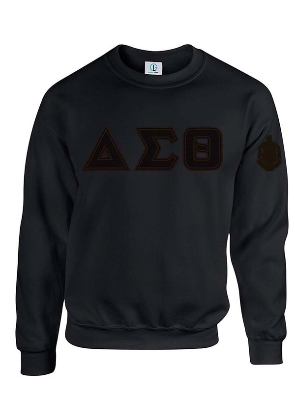 Black Fusion Felt Delta Greek Letters Sweatshirt/Hoodie