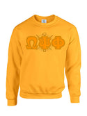 Gold Fusion Felt Omega Greek Letters  with Shield Sweatshirt/Hoodie