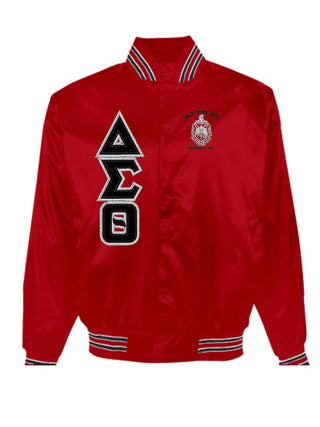 Buy red-black-white DST Shield and Greek Letters Baseball Jacket