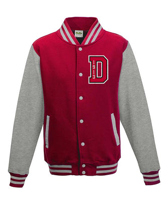 Buy red-grey DST Block D Lightweight Letterman Jacket