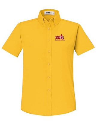 Buy gold 1913 Short Sleeve Ladies&#39; Button Down Shirt