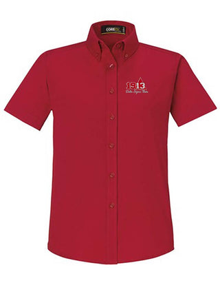 Buy red 1913 Short Sleeve Ladies&#39; Button Down Shirt