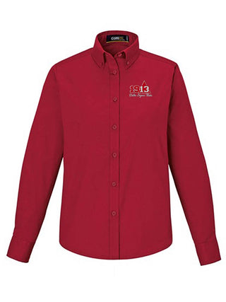 Buy red 1913 Long Sleeve Ladies&#39; Button Down Shirt