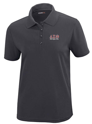 Buy carbon DST Greek Letters Ladies&#39; Polo Shirt