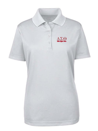 Buy white DST Greek Letters Ladies&#39; Polo Shirt