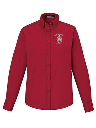 Buy red DST Shield Long Sleeve Ladies&#39; Button Down Shirt