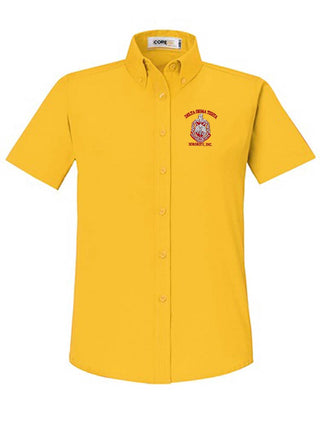 Buy gold DST Shield Short Sleeve Ladies&#39; Button Down Shirt