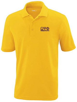 Buy gold Omega Classic Greek Letters Polo Shirt