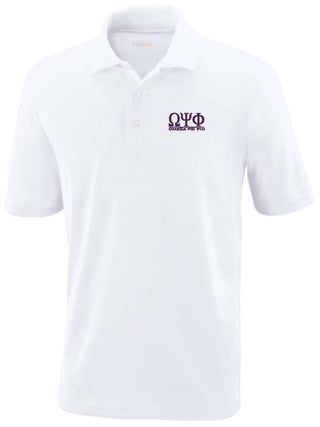 Buy white Omega Classic Greek Letters Polo Shirt