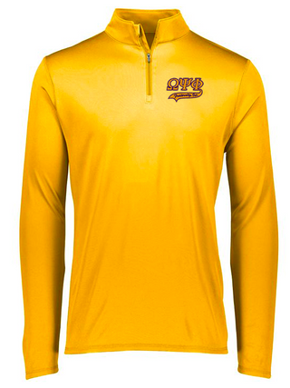 Buy campus-gold Omega Greek Letters Tail Quarter-Zip Pullover