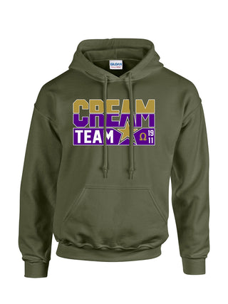 Buy military-green Cream Team Embroidered Hoodie