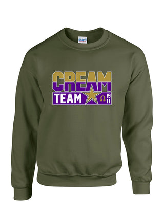 Buy military-green Cream Team Crew Embroidered Sweatshirt