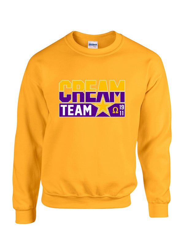 Cream Team Crew Embroidered Sweatshirt