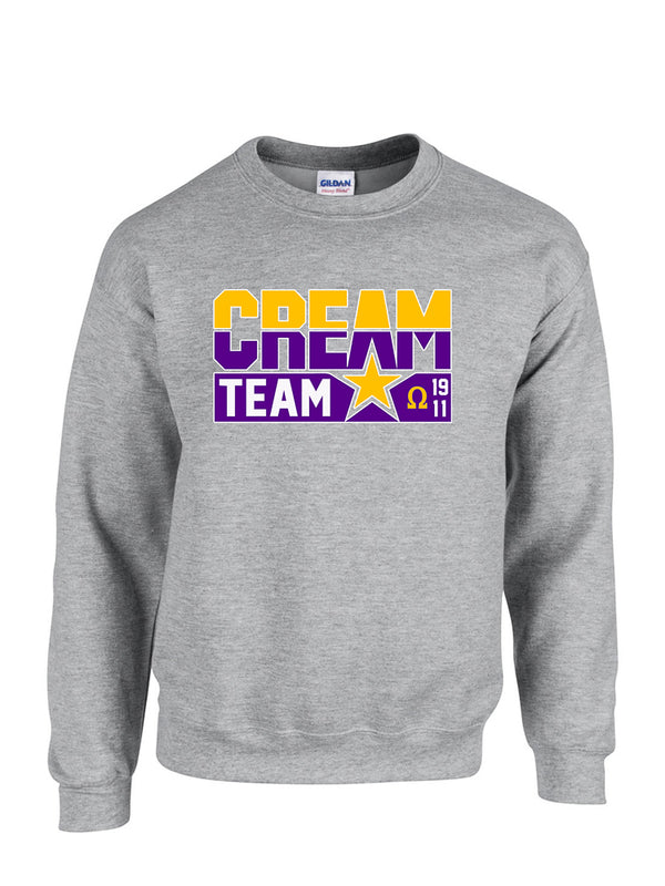 Cream Team Crew Embroidered Sweatshirt