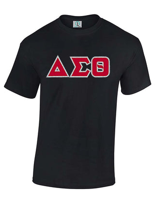Buy black DST Greek Letters Short Sleeve T-Shirt
