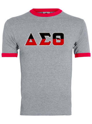 Buy grey-red DST Split Letters Ringer Shirt