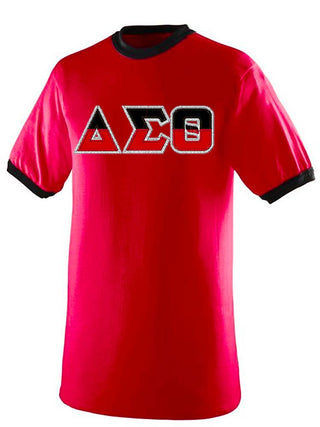 Buy red-black DST Split Letters Ringer Shirt