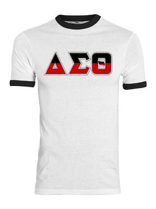 Buy white-black DST Split Letters Ringer Shirt
