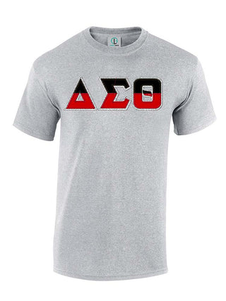 Buy heather-grey DST Split Greek Letters Short Sleeve T-Shirt