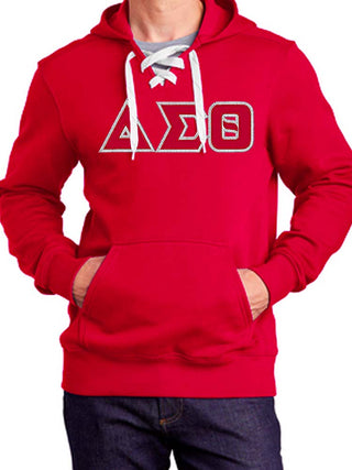 DST Greek Letters Lace Up Pullover Hoodie