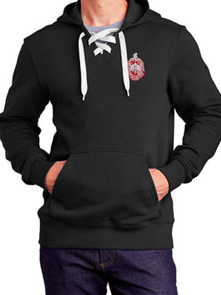 Buy black DST Shield Lace Up Pullover Hoodie