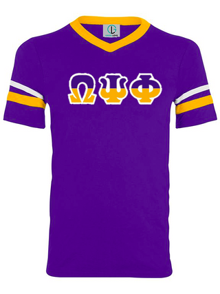 Buy purple-stripe-sleeve Omega Split Short Sleeve T-Shirt