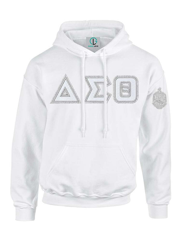 White Fusion Felt Delta Greek Letters Sweatshirt/Hoodie