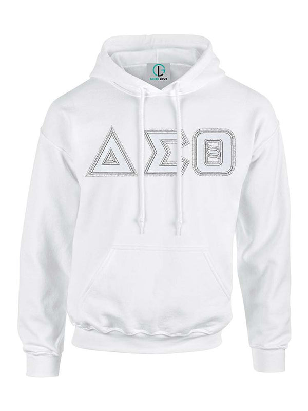 White Fusion Felt Delta Greek Letters Sweatshirt/Hoodie