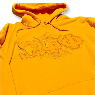 Gold Fusion Felt Omega Greek Letters  with Shield Sweatshirt/Hoodie